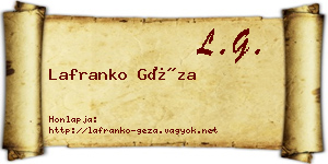 Lafranko Géza névjegykártya